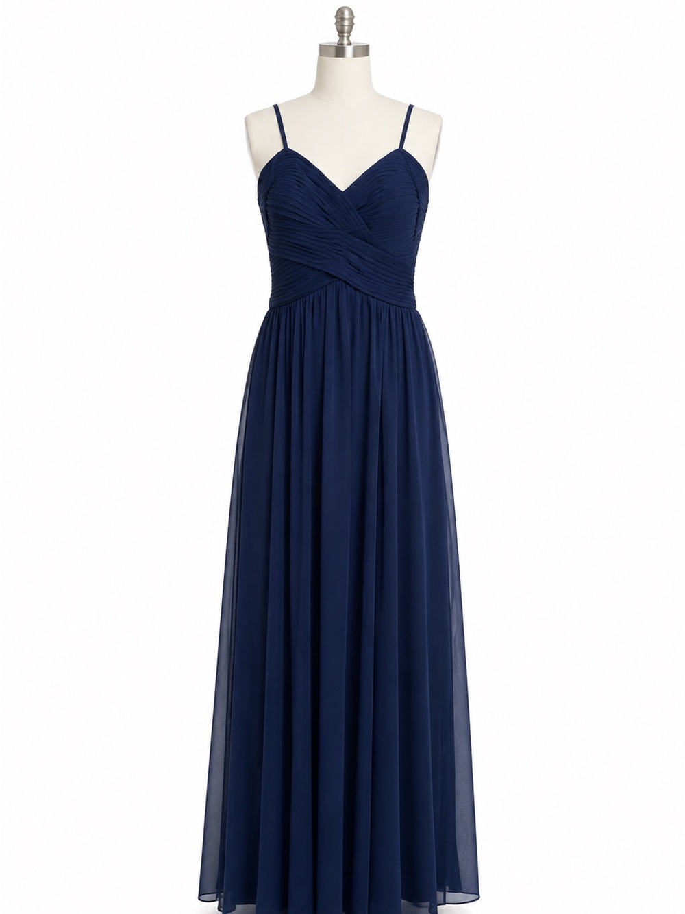 Alex Evenings Navy Blue Long Dress, Size 8 – Pleated Chiffon Bridesmaid Dress
